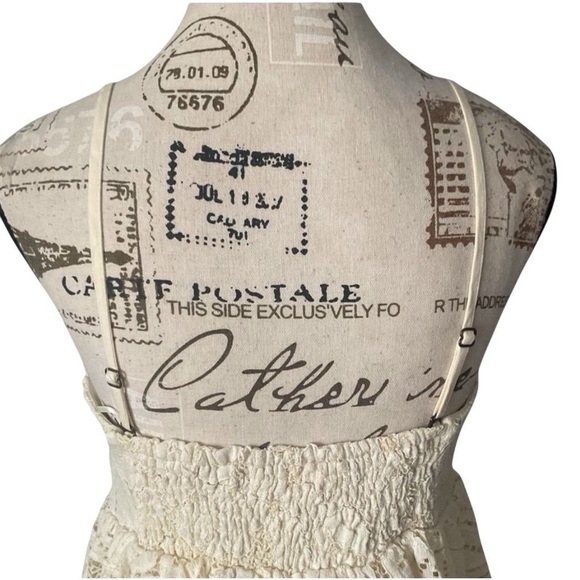 Anthropologie Maeve Tiered Lace Empire Ivory Mini Dress Size Medium NWT - Picture 8 of 12